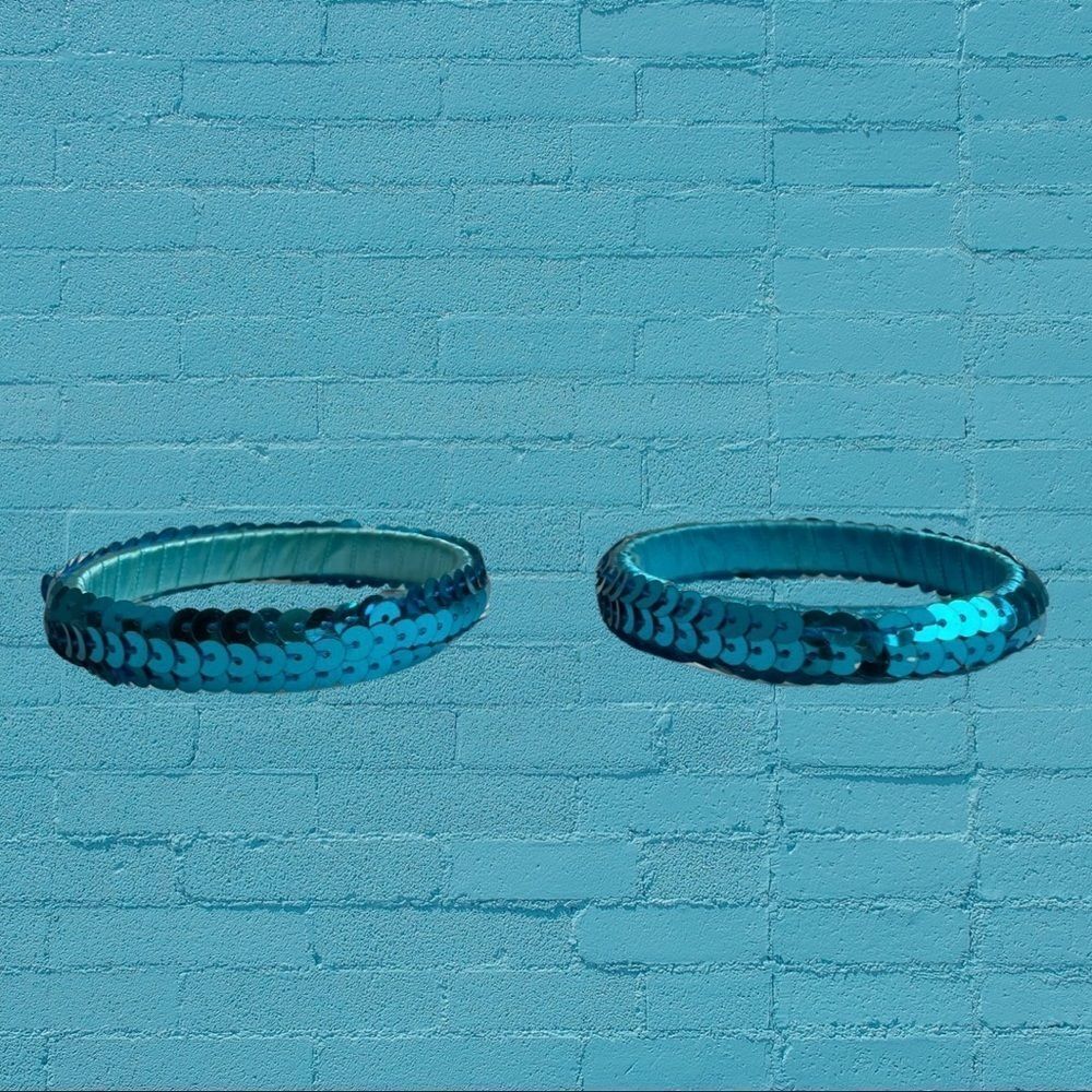 Turquoise Sequin Bangle Set - Picture 4 of 6